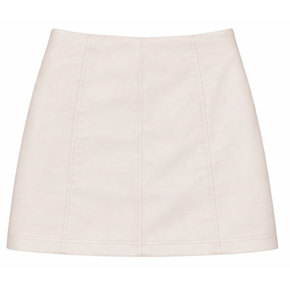 Free People Faux White Leather Mini Skirt Size 12 New With Tags - Picture 2 of 10